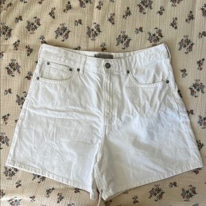 Everlane | The A-Line Denim High Waist White Shorts